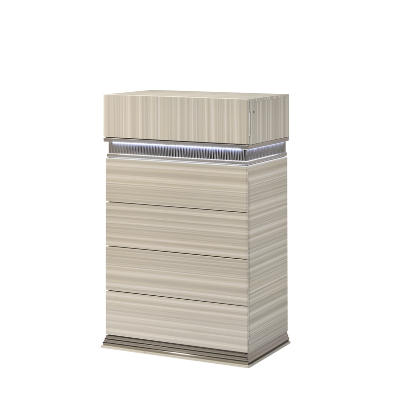 Leonor Modern Style Queen 5Pc Wood LED Bedroom Set in Gray