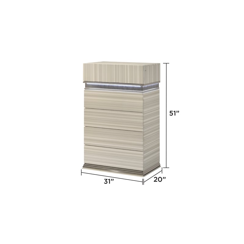 Leonor Modern Style Queen 5Pc Wood LED Bedroom Set in Gray