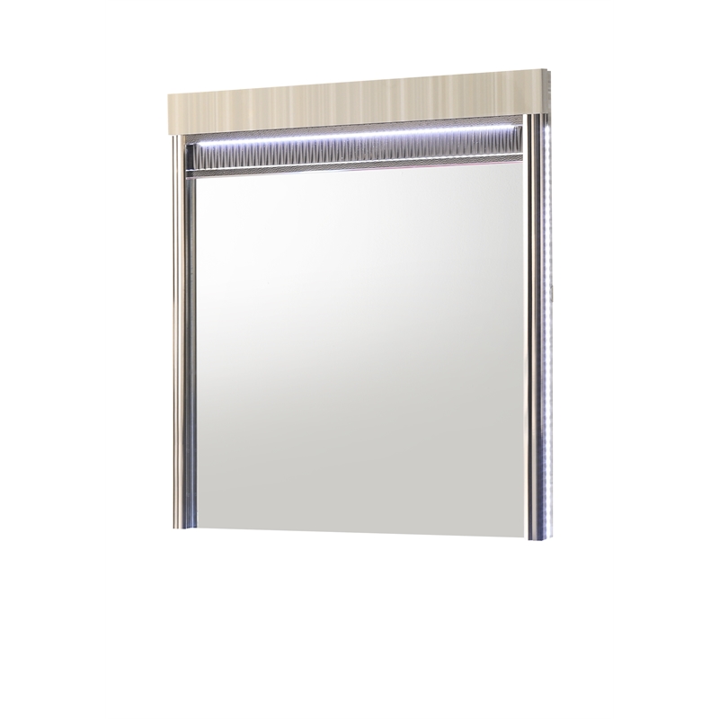 Leonor Modern Style Queen 5Pc Wood LED Bedroom Set in Gray