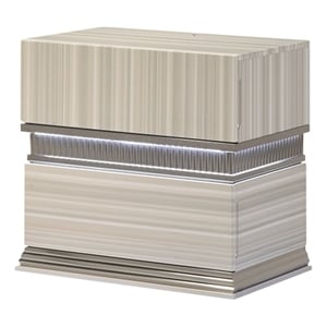 Leonor Modern Style Wood LED Nightstand with 2 Drawers in Gray