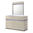 Leonor Modern Style Wood LED Dresser with 8 Drawers in Gray