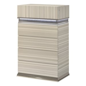 Leonor Modern Style Tall Wood LED Chest with 5 Drawers in Gray