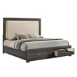 Colorado Modern Style Queen LED Upholstered Wood Bed in Charcoal