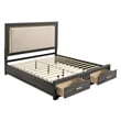 Colorado Modern Style Queen LED Upholstered Wood Bed in Charcoal
