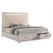 Colorado Modern Style Queen LED Upholstered Wood Bed in Rustic Natural