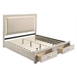 Colorado Modern Style Queen LED Upholstered Wood Bed in Rustic Natural