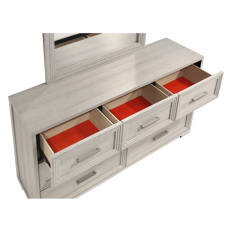 Colorado Modern Style Queen 4Pc Wood LED Bedroom Set in Rustic Natural