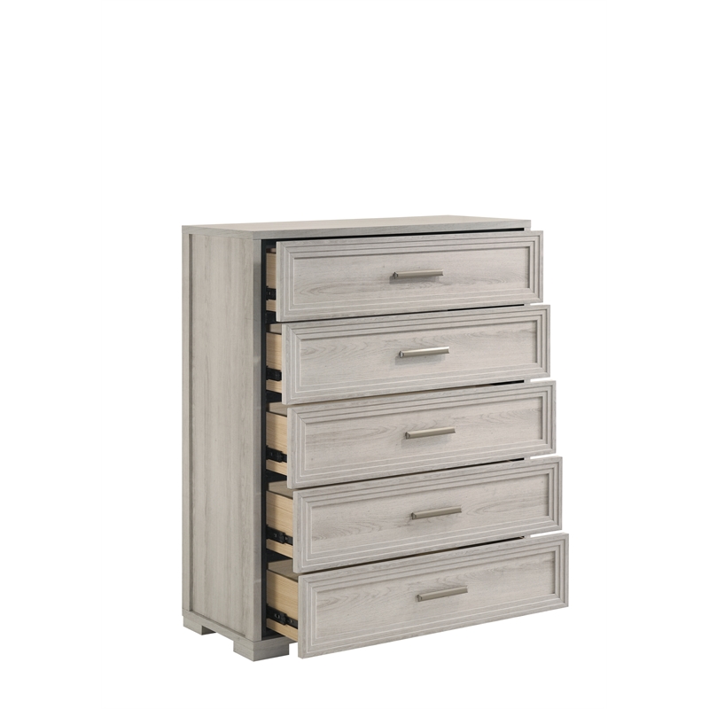 Colorado Modern Style Queen 5Pc Wood LED Bedroom Set in Rustic Natural