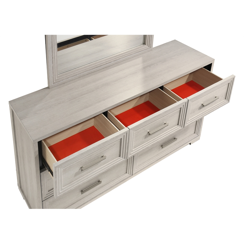 Colorado Modern Style King 4Pc Wood LED Bedroom Set in Rustic Natural