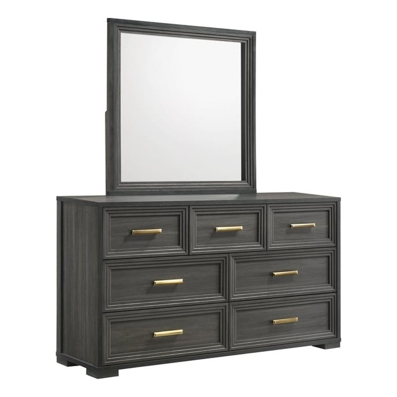 Colorado Modern Style Wood Dresser with Storage Drawers in Charcoal
