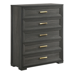 Colorado Modern Style Tall Wood Chest with Storage in Charcoal