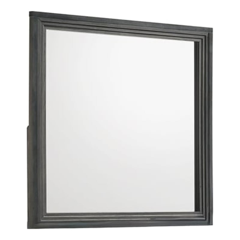 Colorado Modern Style Wood Bedroom Mirror in Charcoal