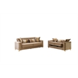 Lisa 2Pc Sofa and Loveseat Set in Copper with Birch Wood