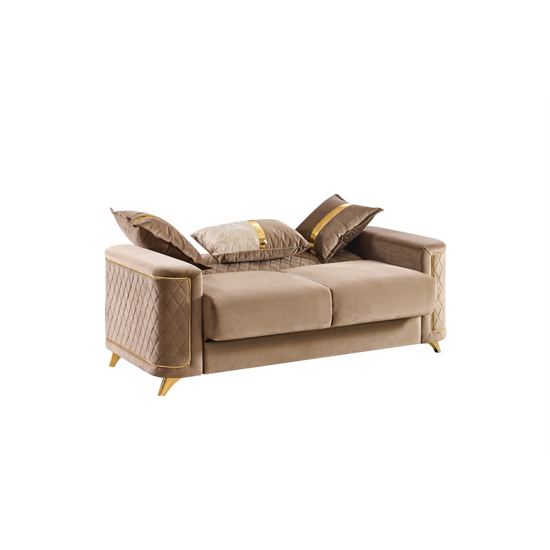 Lisa Modern Loveseat in Copper with Birch Wood Frame