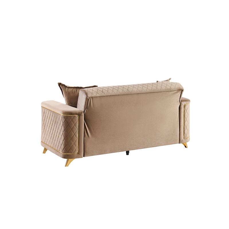 Lisa Modern Loveseat in Copper with Birch Wood Frame
