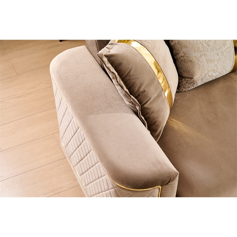 Lisa Modern Loveseat in Copper with Birch Wood Frame