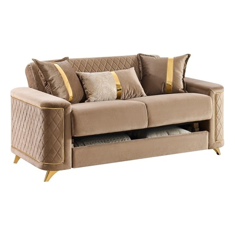 Lisa Modern Loveseat in Copper with Birch Wood Frame