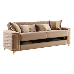 Lisa Modern Sofa in Copper with Birch Wood Frame