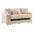 Lisa Modern Loveseat in Ivory with Birch Wood Frame