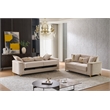 Lisa 2Pc Sofa and Loveseat Set in Ivory with Birch Wood