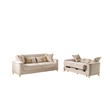 Lisa 2Pc Sofa and Loveseat Set in Ivory with Birch Wood