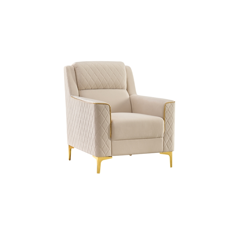 Lisa 3Pc Sofa Loveseat and Chair Set in Ivory Wood Frame