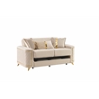 Lisa 3Pc Sofa Loveseat and Chair Set in Ivory Wood Frame