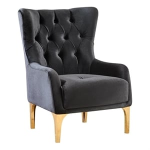 Lippa Modern Accent Chair with Gold Legs in Black