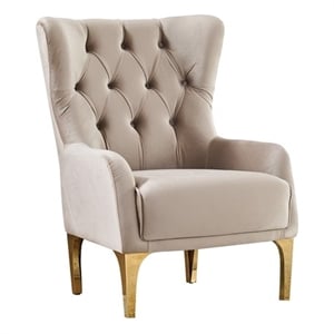 Lippa Modern Accent Chair with Gold Legs in Taupe