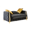 Lippa Modern Loveseat Sleeper with Storage and Gold Legs in Black