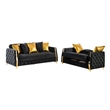 Lippa Modern 2Pc Sofa and Loveseat Sleeper Set with Storage in Black