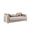 Lippa Modern 3-Seat Sofa Sleeper with Storage and Gold Legs in Taupe