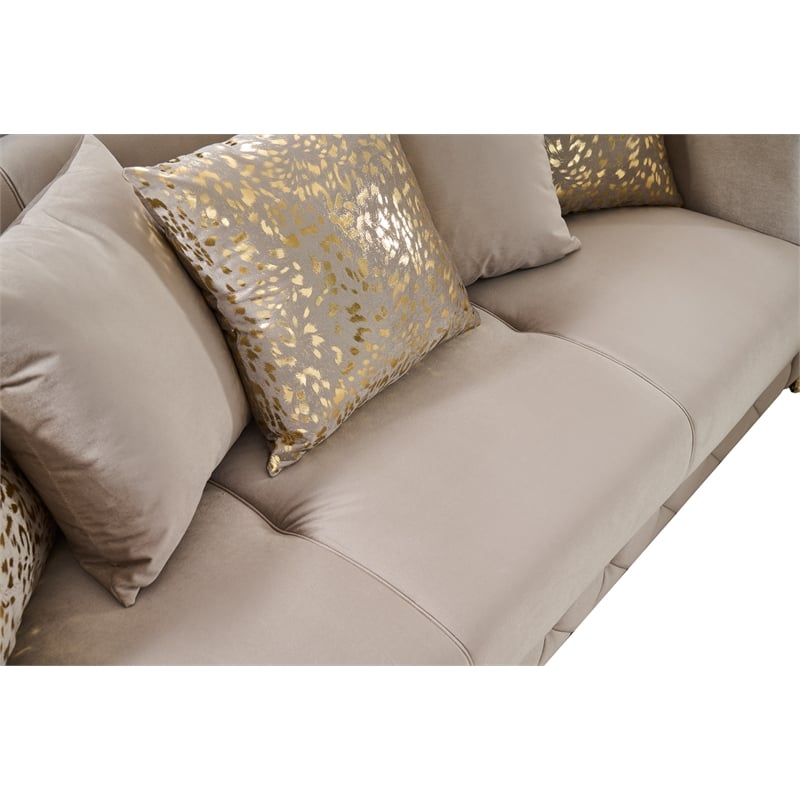Lippa Modern 3Pc Sofa and Loveseat Sleeper Set with Storage in Taupe