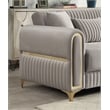 Ruby Modern Upholstered 3-Seat Sofa in Taupe with Gold Stainless Steel Legs