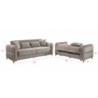 Ruby Modern Upholstered 3-Seat Sofa in Taupe with Gold Stainless Steel Legs