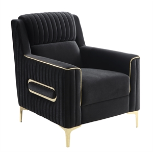 Ruby Modern Upholstered Accent Chair in Black with Gold Stainless Steel Legs