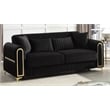 Ruby Modern Upholstered 3-Seat Sofa in Black with Gold Stainless Steel Legs