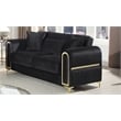 Ruby Modern Upholstered 3-Seat Sofa in Black with Gold Stainless Steel Legs