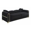 Ruby Modern Upholstered 3-Seat Sofa in Black with Gold Stainless Steel Legs