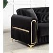 Ruby Modern Upholstered 3-Seat Sofa in Black with Gold Stainless Steel Legs