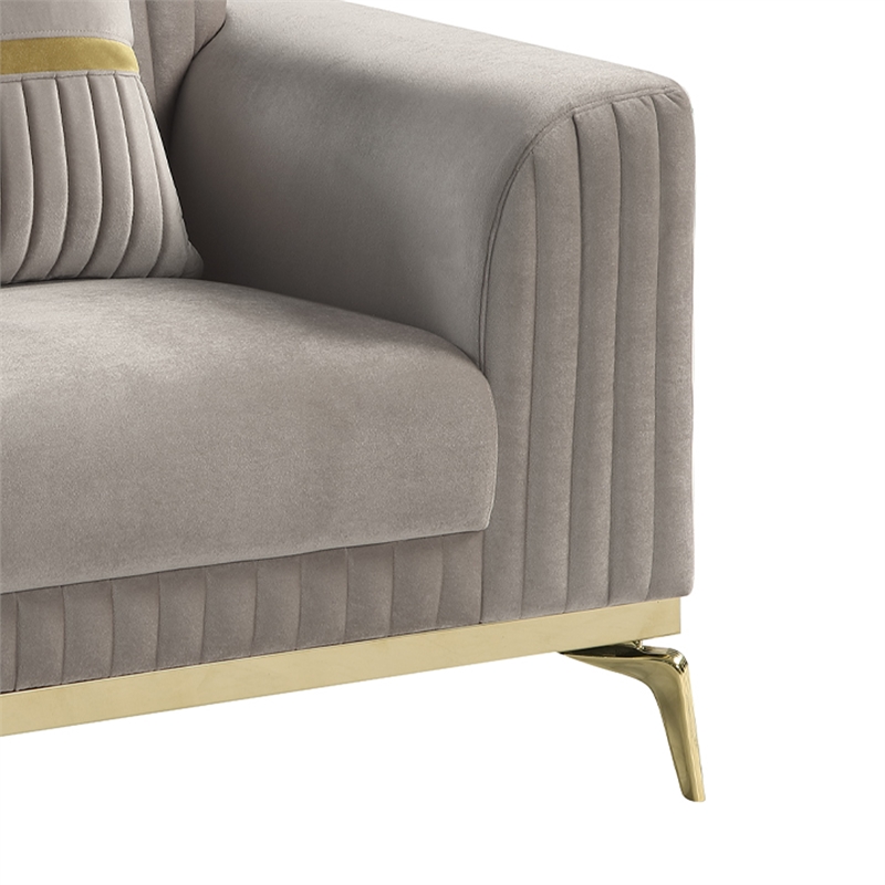Antigua Contemporary Upholstery Sofa Made with wood and metal legs in Taupe