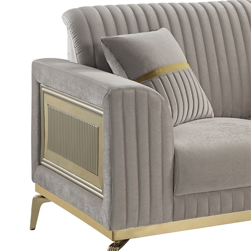 Antigua Contemporary Upholstery Sofa Made with wood and metal legs in Taupe