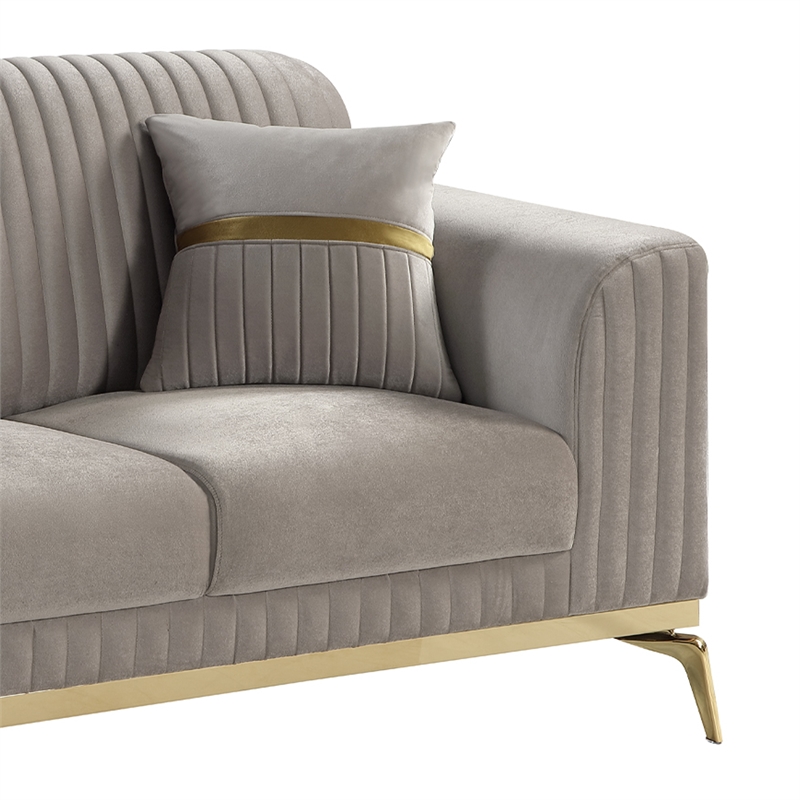 Antigua Contemporary Upholstery Sofa Made with wood and metal legs in Taupe