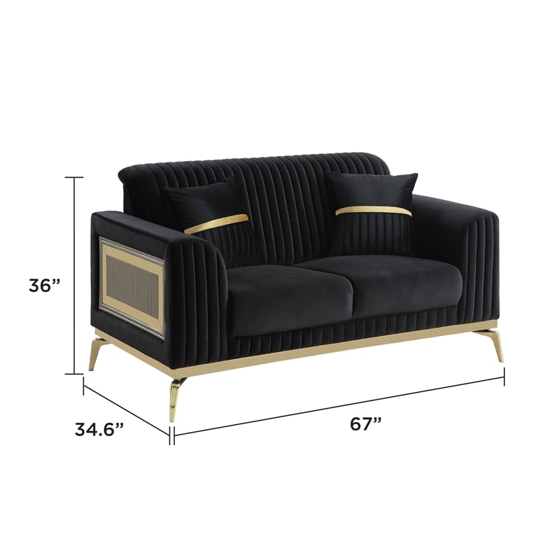 Antigua Contemporary Style Upholstery Loveseat in Black