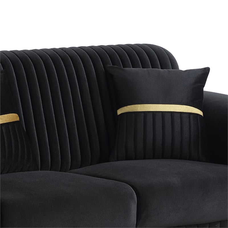 Antigua Contemporary Style Upholstery 2PC Livingroom Set Made with Wood in Black