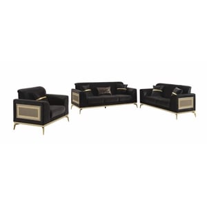 Antigua Contemporary Style Upholstery 3PC Livingroom Set Made with Wood in Black