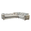 Argo Sectional made with Wood and Stainless Steel Base in Beige