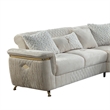 Argo Sectional made with Wood and Stainless Steel Base in Beige
