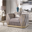 Cavalli Upholstery Diamond Pattern Chair Made with Wood in Gold accent and Taupe