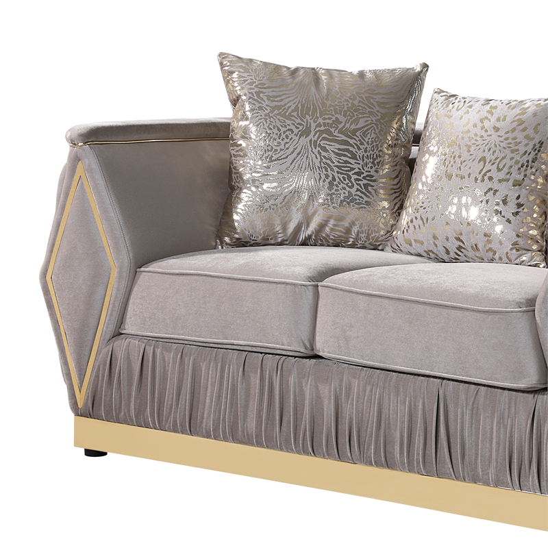 Cavalli Upholstery Diamond Pattern Loveseat Made with Wood in Taupe
